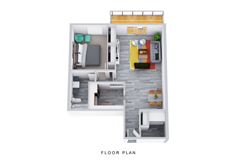 Floor plan for 1 bed, 1 bath